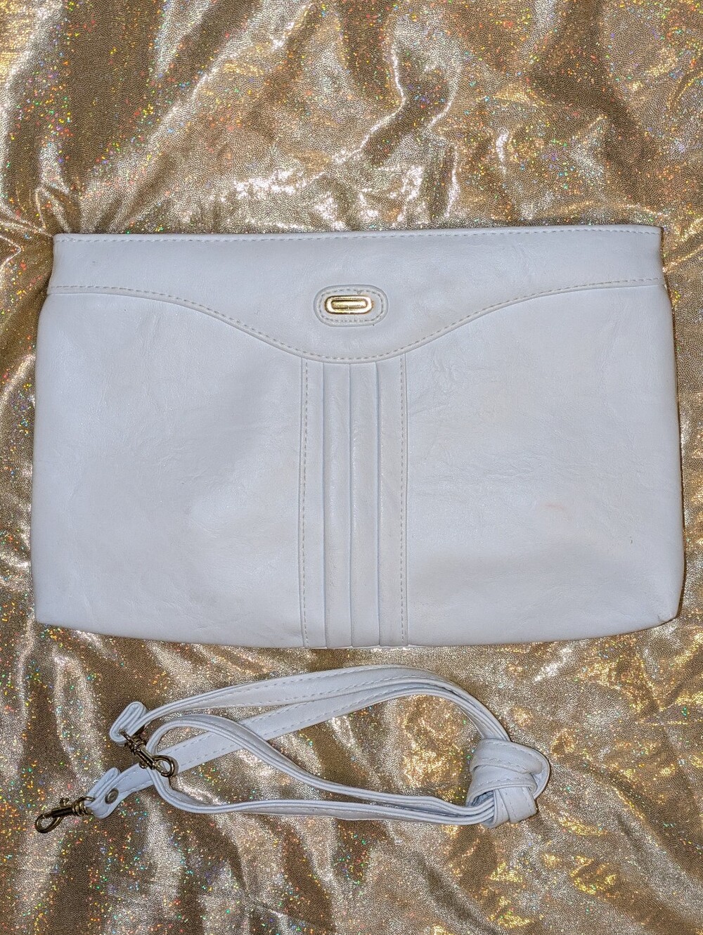 Classic White Women’s Clutch with Strap. NWT